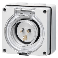 C66AI315 Voltex IP66 Appliance Inlet 250V 15A 3 Flat Pins