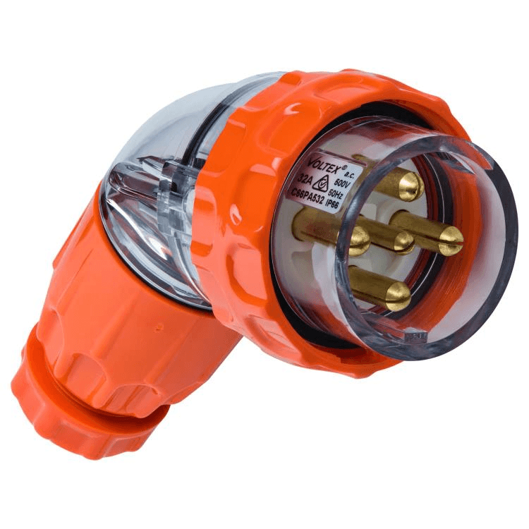 C66PA532 Voltex Angle Plugs - IP66 500V 32A - 5 Round Pins