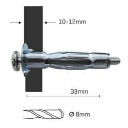 Hollow Wall Anchor 1/8 dia 10 - 12mm  100PK - 33mm long Hollow Wall Anchor 1/8 dia 10 - 12mm  100PK - 33mm long