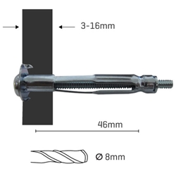 Hollow Wall Anchor 1/8 dia 3 - 16mm  100PK - 46mm long Hollow Wall Anchor 1/8 dia 3 - 16mm  100PK - 46mm long