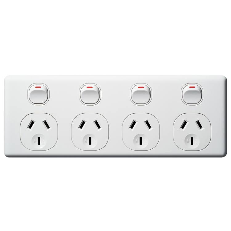CPP4H Voltex Classic Four Gang Horizontal Power Outlet 250V 10A