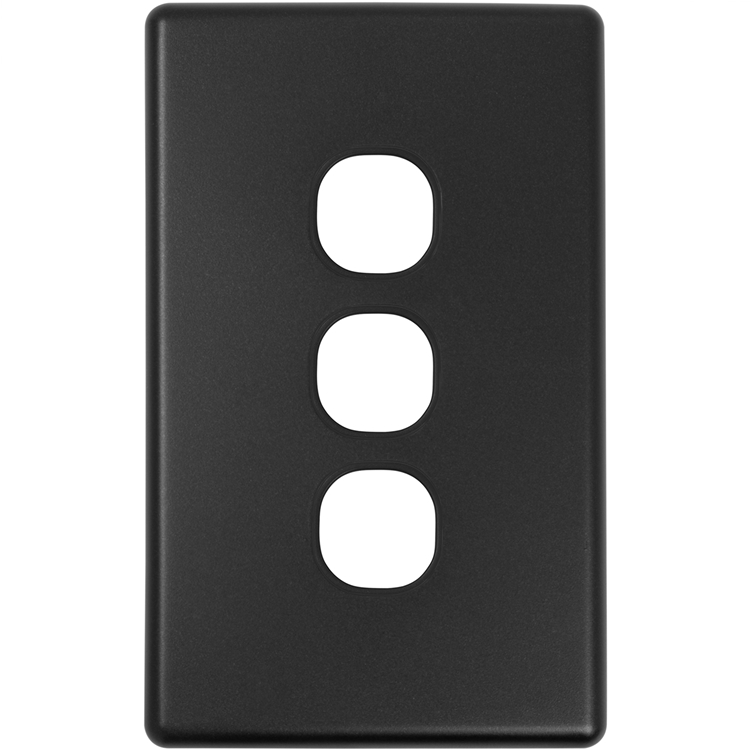 SLSW3PB Voltex Shadowline Black 3 Gang Switch Plate