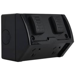 WPP2HB Voltex Black Weatherproof Double Powerpoint - IP53 10A