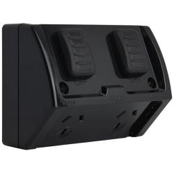 WPP2HSB Voltex Black Weatherproof Double Powerpoint - IP53 - 10A Slimline