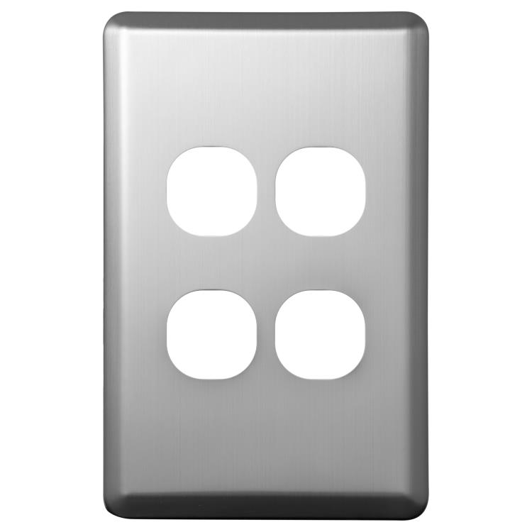 SLSW4PS Voltex Shadowline Stainless Steel Cover Plate for 4 Gang Switch
