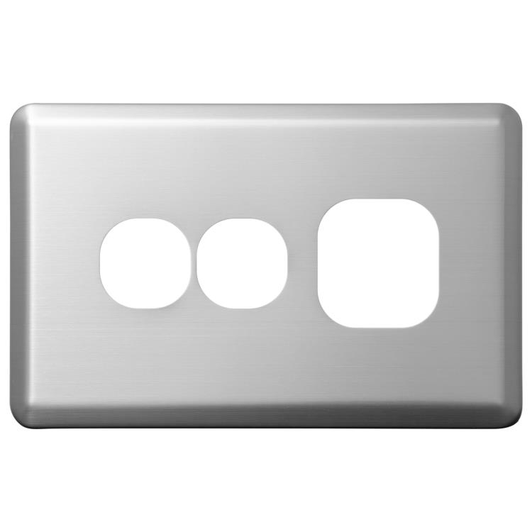 SLPP1HXPS Voltex Shadowline Stainless Steel Cover Plate for Horizontal Single Power Outlet with extra switch