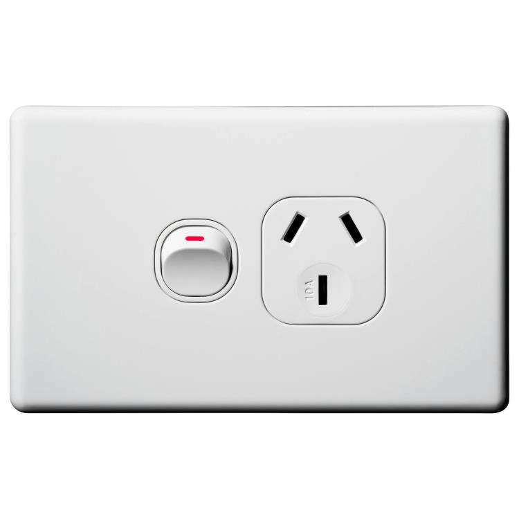 CPP1HS Voltex Classic Horizontal Single Power Outlet 250V 10A with Safety Shutters