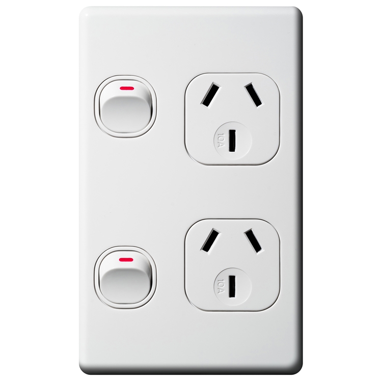 CPP2VS Voltex Classic Vertical Double Power Outlet 250V 10A with Safety Shutters